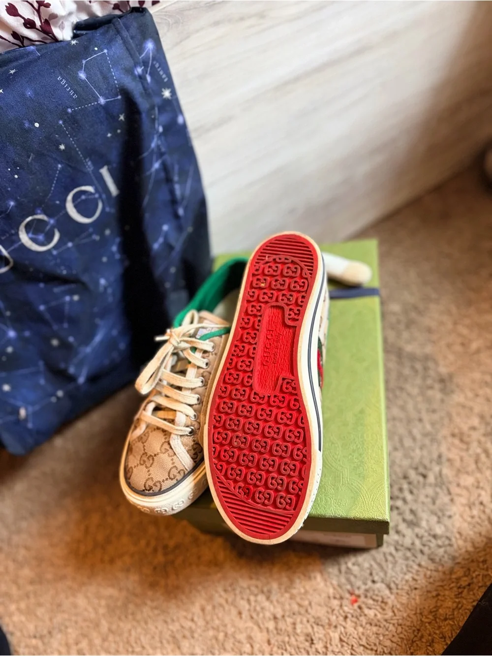 Authentic Gucci Tennis 1977 GG Canvas Sneakers – Size EU 37 Women
